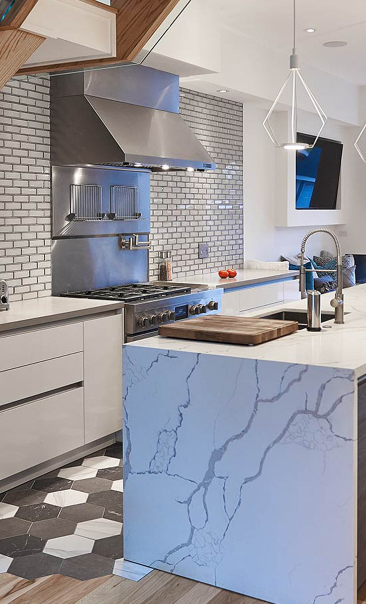 White Cabinets, Quartz Countertop, Pro Appliances for Chef Kitchen in Toronto