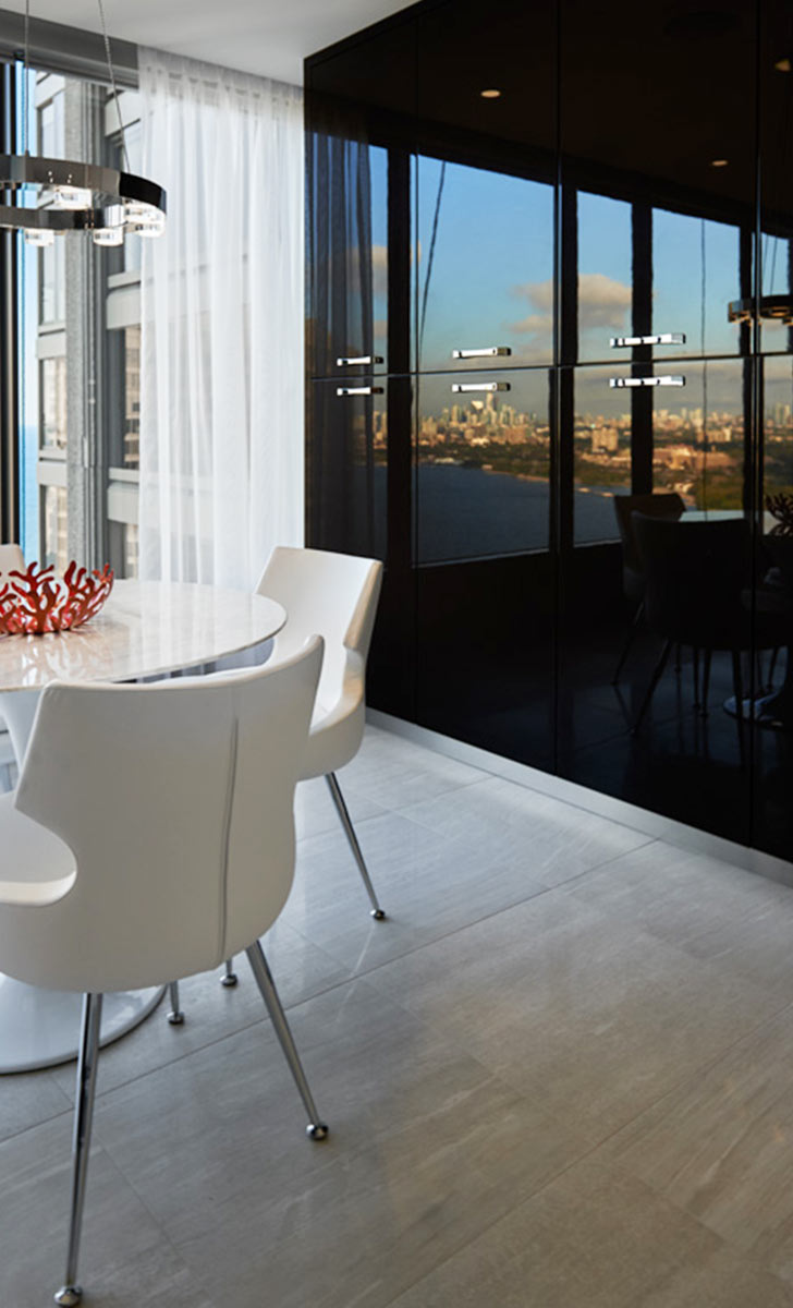 White kitchen for a 3250 square feet condo in Toronto